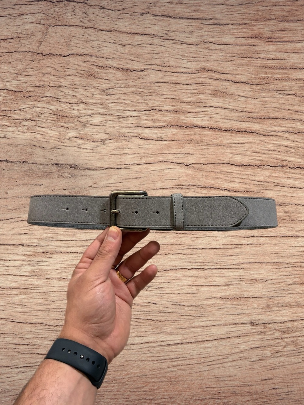 NWOT - Genuine Leather Suede Grey Mens Belt